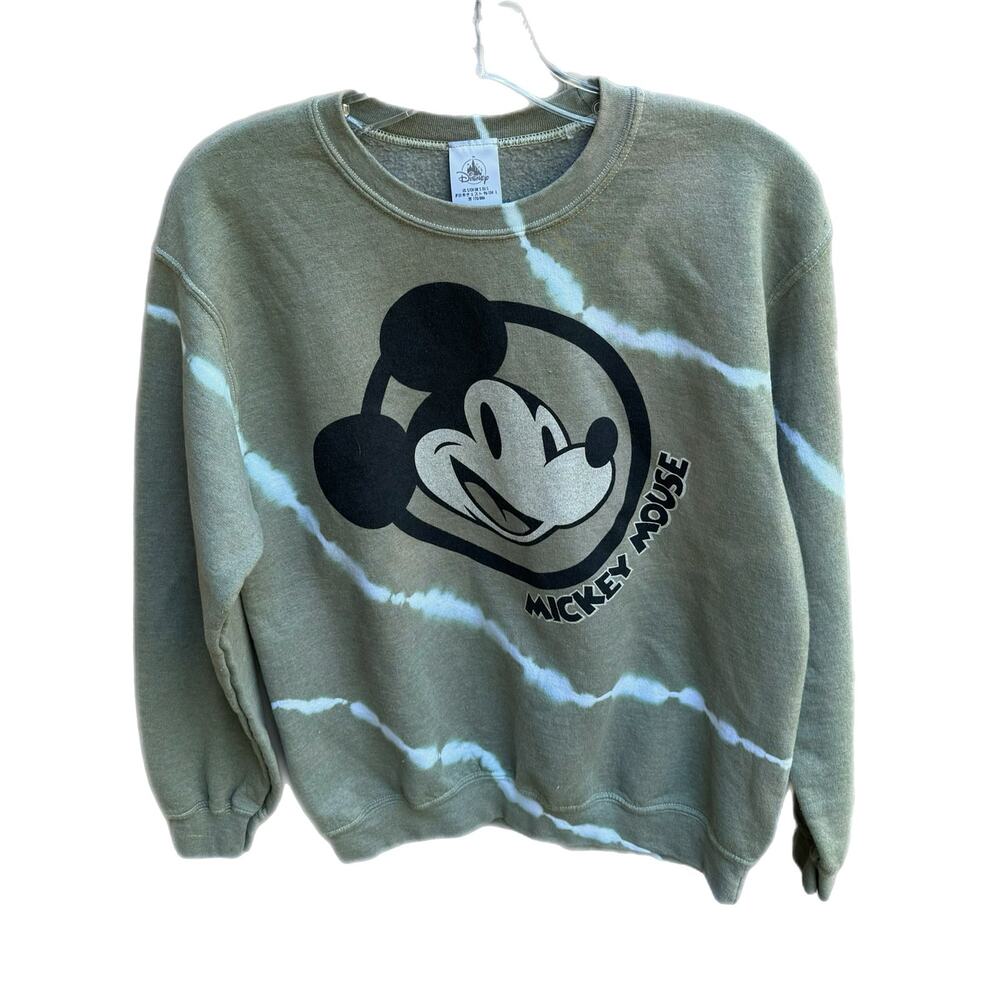 Disney Mickey Mouse Grunge Sweatshirt Size Small Light Green Tie Dye